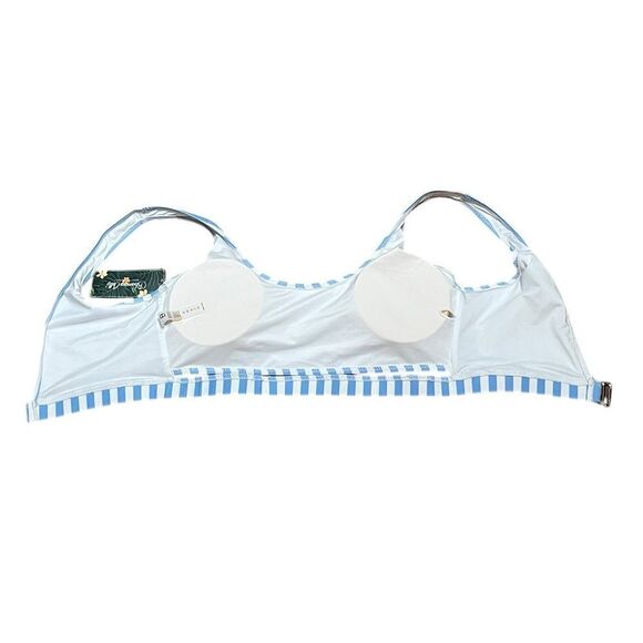 Blooming Jelly Blue And White Striped Women’s Swim Top, Size L, NWT - Picture 6 of 8